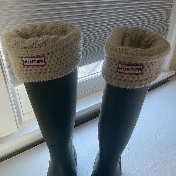 Classic tall green hunter boots. Sold with knit insert. - Picture 2 of 2